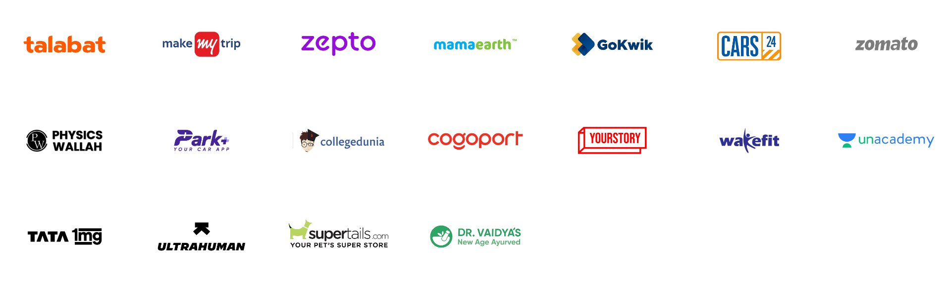 Consumer Tech recruiters: Talabat, MakeMyTrip, Zepto, Mamaearth, GoKwik, Cars24, Zomato, Physics Wallah, Park+, Collegedunia, Cogoport, YourStory, Wakefit, Unacademy, Tata 1mg, Ultrahuman, Supertails, Dr. Vaidya's
